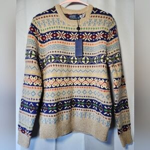 Polo Ralph Lauren Fair Isle Wool-Blend Crewneck Sweater Mens Small Cream/Multi